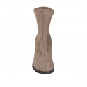 Woman's ankle boot in beige elastic material and suede heel 7 - Available sizes:  33, 43, 44, 46
