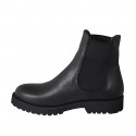 Woman's sporty ankle boot with elastic bands in black leather heel 3 - Available sizes:  32, 44, 45, 46