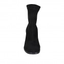 Botines para mujer en gamuza y material elástico negro tacon 5 - Tallas disponibles:  33, 34