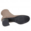 Botines para mujer con cremallera en gamuza y material elástico beis tacon 5 - Tallas disponibles:  43, 44