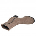 Botines para mujer con cremallera en gamuza y material elástico beis tacon 5 - Tallas disponibles:  43, 44