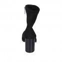 Botines para mujer con cremallera en gamuza y material elástico negro tacon 7 - Tallas disponibles:  43, 44