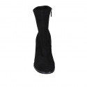Botines para mujer con cremallera en gamuza y material elástico negro tacon 7 - Tallas disponibles:  43, 44