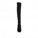 Bottes au dessus de genou pour femmes en daim et matériau elastique noir avec demi fermeture éclair talon 7 - Pointures disponibles:  33, 34, 42, 43, 44, 45