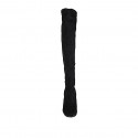 Bottes au dessus de genou pour femmes en daim et matériau elastique noir avec demi fermeture éclair talon 7 - Pointures disponibles:  33, 34, 42, 43
