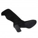 Bottes au dessus de genou pour femmes en daim et matériau elastique noir avec demi fermeture éclair talon 7 - Pointures disponibles:  33, 34, 42, 43