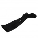 Botas sobre la rodilla para mujer en gamuza y material elastico negro con media cremallera tacon 7 - Tallas disponibles:  33, 34, 42, 43, 44, 45