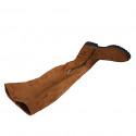 Woman's over-the-knee boot in cognac brown suede and elastic material with half zipper heel 3 - Available sizes:  42, 43