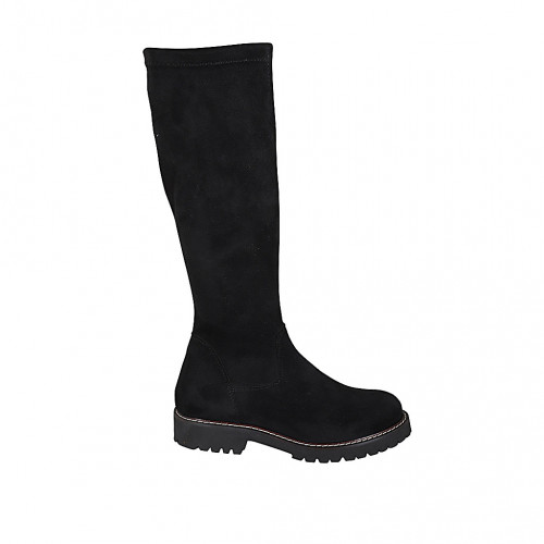 Woman's knee-high boot in black suede...