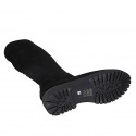 Bottes au genou pour femmes en daim et matériau elastique noir avec fermeture éclair talon 3 - Pointures disponibles:  32, 45