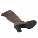 Woman's over-the-knee boot in taupe elastic material and suede with half zipper heel 7 - Available sizes:  33, 42, 43