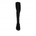 Woman's over-the-knee boot in black suede and elastic material with half zipper heel 3 - Available sizes:  33, 43