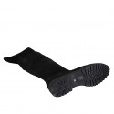 Bottes au dessus de genou pour femmes en daim et matériau elastique noir avec demi fermeture éclair talon 3 - Pointures disponibles:  33, 43