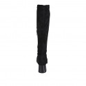 Bota para mujer con media cremallera en material elastico y gamuza negra tacon 5 - Tallas disponibles:  33, 34, 43, 44