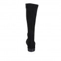 Botas para mujer con cremallera en gamuza y material elastico negro tacon 3 - Tallas disponibles:  32, 43