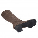 Woman's boot with half zipper in taupe suede and elastic material heel 5 - Available sizes:  33, 42