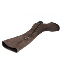 Woman's boot with half zipper in taupe suede and elastic material heel 5 - Available sizes:  33, 42