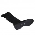 Bottes au dessus de genou pour femmes en daim et matériau elastique noir avec demi fermeture éclair avec talon 3 - Pointures disponibles:  43, 45