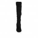 Bota para mujer con media cremallera en material elastico y gamuza negra tacon 7 - Tallas disponibles:  32, 42, 43, 44, 45