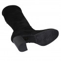 Bota para mujer con media cremallera en material elastico y gamuza negra tacon 7 - Tallas disponibles:  32, 42, 43, 44, 45