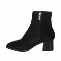 Woman's pointy ankle boot with zipper in black suede heel 5 - Available sizes:  34, 42, 44, 45, 46