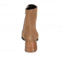 Woman's pointy ankle boot with zipper in tan brown suede heel 5 - Available sizes:  33, 42, 43, 44, 45, 46