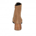 Woman's pointy ankle boot with zipper in tan brown suede heel 5 - Available sizes:  32, 33, 34, 42, 43, 44, 45, 46
