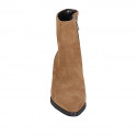 Woman's pointy ankle boot with zipper in tan brown suede heel 5 - Available sizes:  32, 33, 34, 42, 43, 44, 45, 46