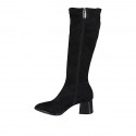 Woman's pointy boot in black suede and elastic material with zipper heel 5 - Available sizes:  32, 42, 43