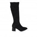 Woman's pointy boot in black suede and elastic material with zipper heel 5 - Available sizes:  32, 42, 43