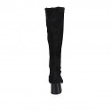 Woman's pointy boot in black suede and elastic material with zipper heel 5 - Available sizes:  32, 42, 43