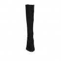 Woman's pointy boot in black suede and elastic material with zipper heel 5 - Available sizes:  32, 42, 43