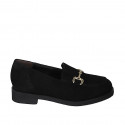 Woman's mocassin with accessory and removable insole in black suede heel 3 - Available sizes:  31, 32, 34
