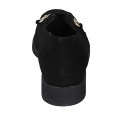 Mocasín para mujer con accesorio y plantilla extraible en gamuza negra tacon 3 - Tallas disponibles:  31, 32