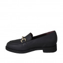 Woman's mocassin with accessory and removable insole in black leather heel 3 - Available sizes:  31, 32