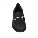 Woman's mocassin with accessory and removable insole in black leather heel 3 - Available sizes:  31, 32