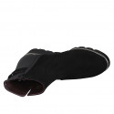 Woman's ankle boot with removable insole, accessory and zipper in black suede and leather wedge heel 4 - Available sizes:  42
