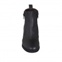 Woman's ankle boot in black leather with zippers and removable insole heel 5 - Available sizes:  43