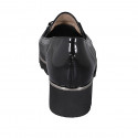 Woman's mocassin with accessory, elastic bands and removable insole in black patent leather and leather wedge heel 4 - Available sizes:  45, 46
