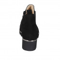 Botines para mujer con plantilla extraible, elastico y cremallera en gamuza y charol negro cuña 4 - Tallas disponibles:  42, 43