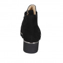 Woman's ankle boot with removable insole, elastic and zipper in black suede and patent leather wedge heel 4 - Available sizes:  32, 42