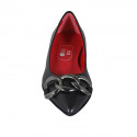 Woman's pointy ballerina with chain in black leather heel 2 - Available sizes:  32, 33, 34, 43, 44