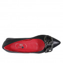 Woman's pointy ballerina with chain in black leather heel 2 - Available sizes:  32, 33, 34, 43, 44