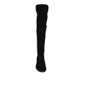 Woman's knee-high boot in black suede and elastic material with half zipper heel 3 - Available sizes:  44, 45