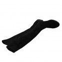 Woman's knee-high boot in black suede and elastic material with half zipper heel 3 - Available sizes:  44, 45