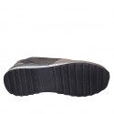 Woman's laced shoe in grey and copper printed leather and beige suede with removable insole wedge heel 4 - Available sizes:  45
