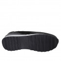 Zapato deportivo con cordones y plantilla extraible para mujer en gamuza y piel negra cuña 4 - Tallas disponibles:  42, 43, 45