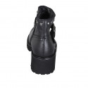 Woman's ankle boot with zipper, buckle and studs in black leather heel 5 - Available sizes:  32, 43, 44, 45