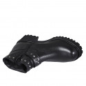 Woman's ankle boot with zipper, buckle and studs in black leather heel 5 - Available sizes:  32, 43, 44, 45