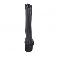 Woman's laced ankle boot with zipper in black leather heel 5 - Available sizes:  32, 34, 43, 44, 45